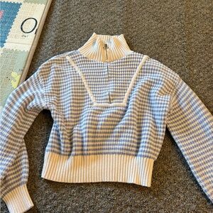 Jessica Simpson Blue and Cream Turtleneck Sweater